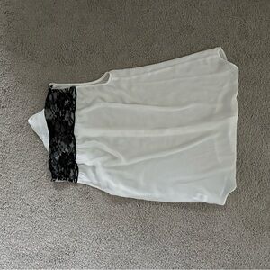 Express White Tank Top with Black Lace Detail